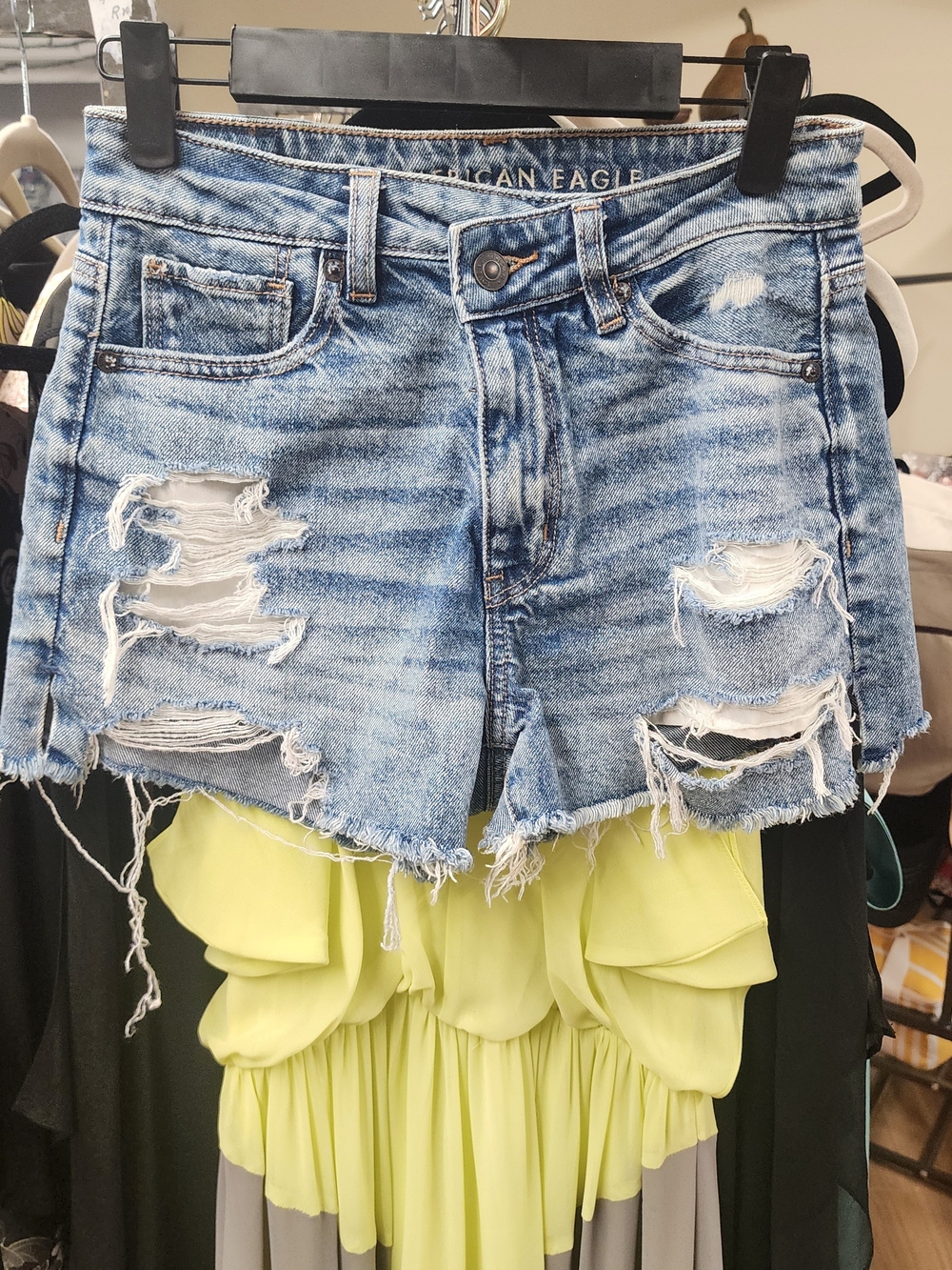 American Eagle Outfitters Distressed Light Blue Denim Shorts
